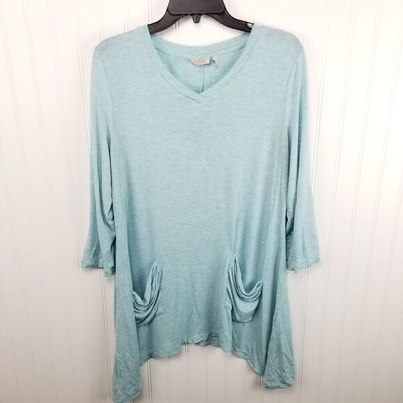 Lori Goldstein Heather Knit Top w/ Asymmetric Hem - Picture 2 of 6